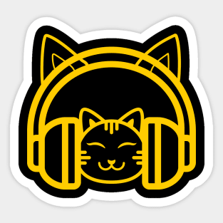 Cat Listening to Music Using Headphone by Poveste Sticker